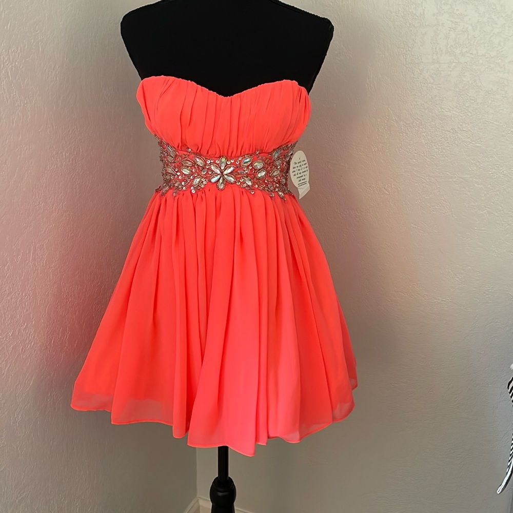 Bright coral party dress